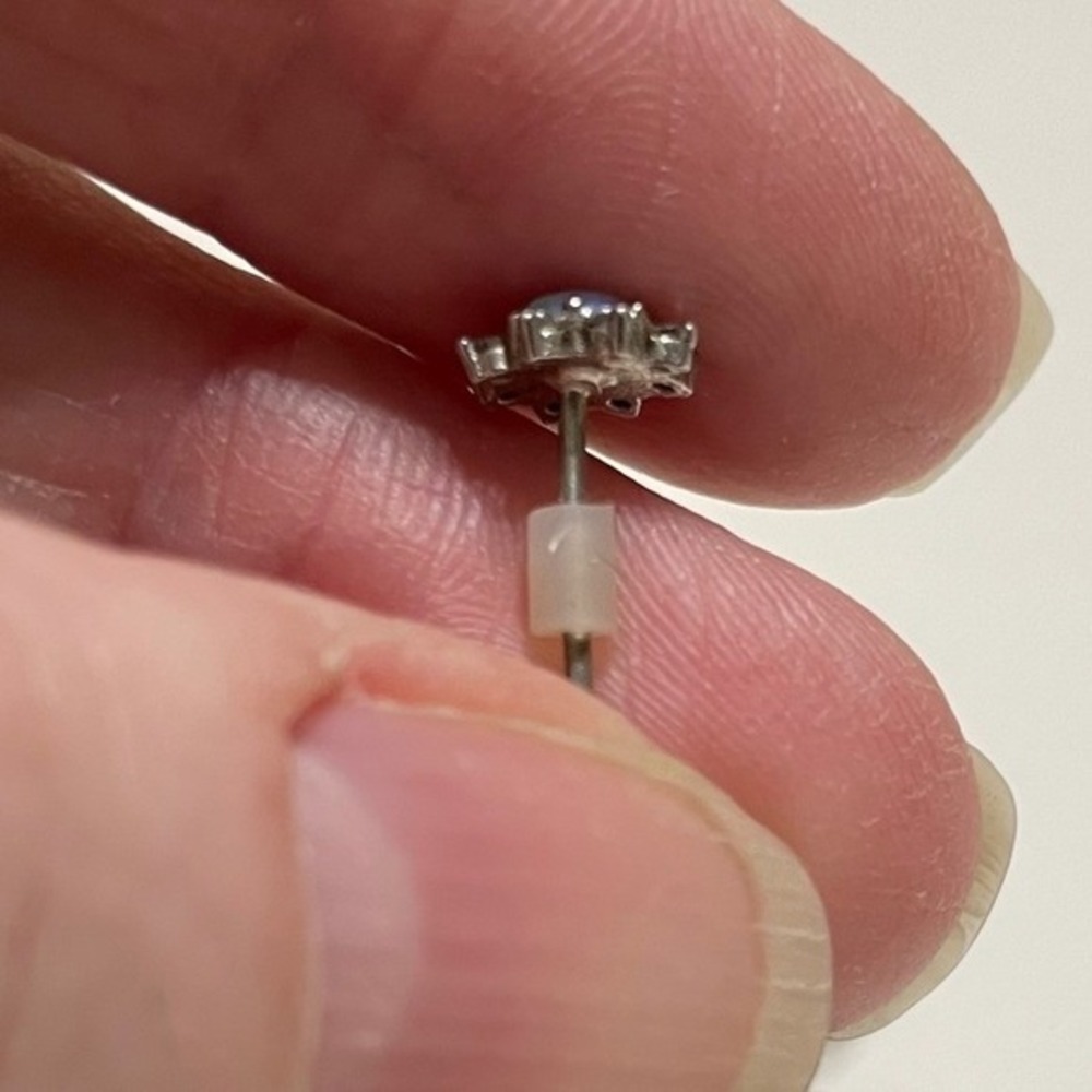 Unbranded Opal Stud Earrings Women OS White Excellent Halo Sunburst CZ Silver - Picture 4 of 5
